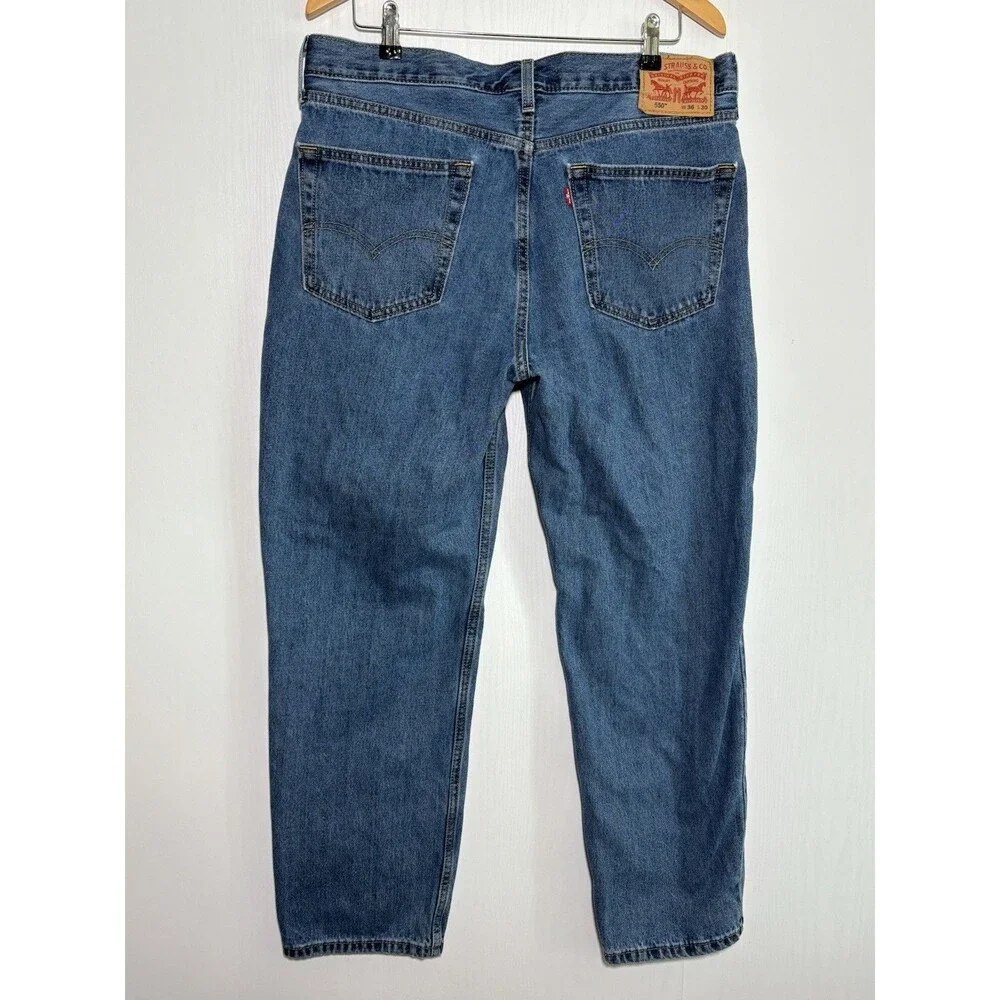 Levis 550 Jeans Mens 36 30 Blue Medium Stone Wash Relaxed Fit Jeans Cotton
